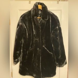 Zara Black Faux Fur Coat Size XS NWOT